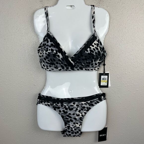 NWT DKNY Two-Piece Animal Print Swim Suit Size M - Picture 1 of 6